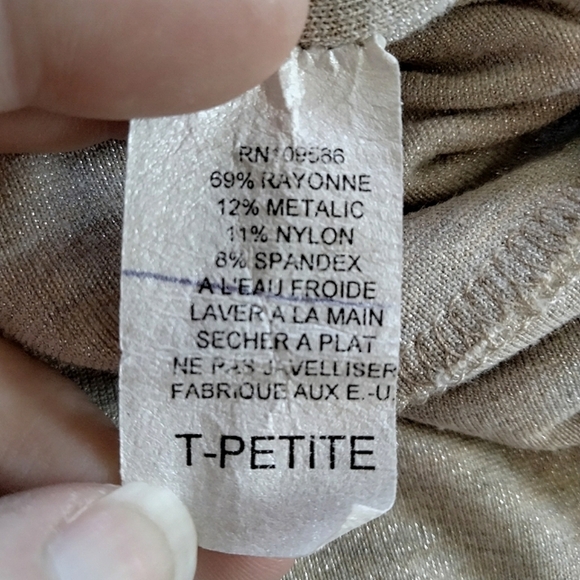 High Street Fashion Gold Long Ruched Sleeve Scoop Neck Tunic Sz XS - Picture 5 of 7